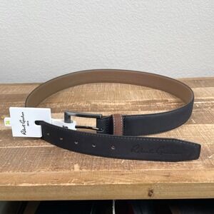 New Robert Graham Signature Ripaso Belt Mens 34 Rich Black Leather Classic‎ $98